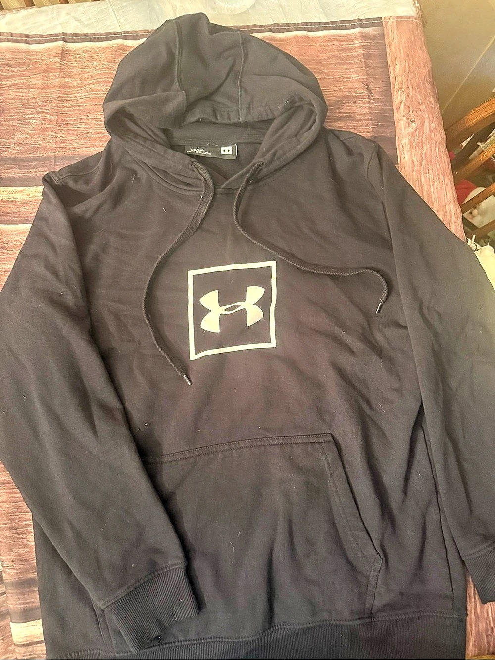 Under Armour Rival Fleece Box Logo Hoodie Men's Black Large